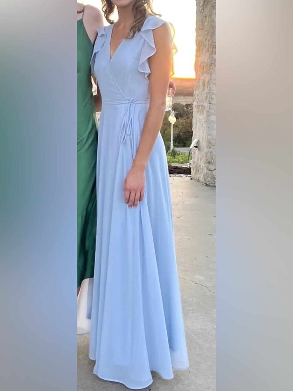 Pink Lily light blue flowy wrap maxi dress size small no flaws!